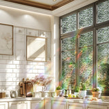 Window Privacy Film Decorative Stained Glass Static Cling Botanical No-Glue Rainbow Sun Blocking Film Reusable Decor