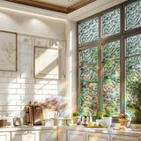 Window Privacy Film Decorative Stained Glass Static Cling Botanical No-Glue Rainbow Sun Blocking Film Reusable Decor