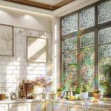 Window Privacy Film Decorative Stained Glass Static Cling Botanical No-Glue Rainbow Sun Blocking Film Reusable Decor