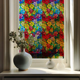 Window Privacy Film Decorative Vintage Mosaic Botanical Floral Stained Glass Static Cling Window Sticker No-Glue Rainbow Sun Blocking Film Reusable Decor