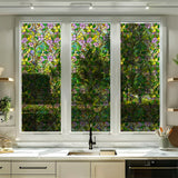 Window Privacy Film Decorative Vintage Mosaic Botanical Floral Stained Glass Static Cling Window Sticker No-Glue Rainbow Sun Blocking Film Reusable Decor