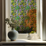 Window Privacy Film Decorative Vintage Mosaic Botanical Floral Stained Glass Static Cling Window Sticker No-Glue Rainbow Sun Blocking Film Reusable Decor