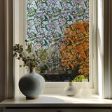 Window Privacy Film Decorative Vintage Mosaic Botanical Floral Stained Glass Static Cling Window Sticker No-Glue Rainbow Sun Blocking Film Reusable Decor