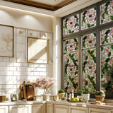 Window Privacy Film Decorative Vintage Mosaic Botanical Floral Stained Glass Static Cling Window Sticker No-Glue Rainbow Sun Blocking Film Reusable Decor