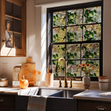 Window Privacy Film Decorative Vintage Mosaic Botanical Floral Stained Glass Static Cling Window Sticker No-Glue Rainbow Sun Blocking Film Reusable Decor