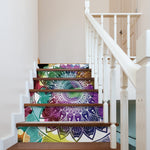 Gradient Boho Bohemian Mandala Flower Printed Stairs Self Adhesive  Wall Sticker LSS025-030