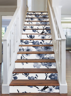 Stair Sticker Plum blossom Orchid Inkwash Painting Floral Printed Stairs Self Adhesive Decoration Wall Sticker LSS019-024