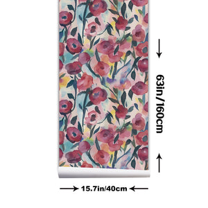 Rose And Peony Flower Watercolor Painting Style Self Adhesive Wallpaper HWP230-232