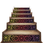 Gradient Boho Bohemian Mandala Flower Printed Stairs Self Adhesive  Wall Sticker HSS124-129