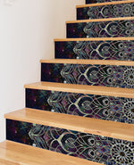 Gradient Boho Bohemian Mandala Flower Printed Stairs Self Adhesive  Wall Sticker HSS124-129