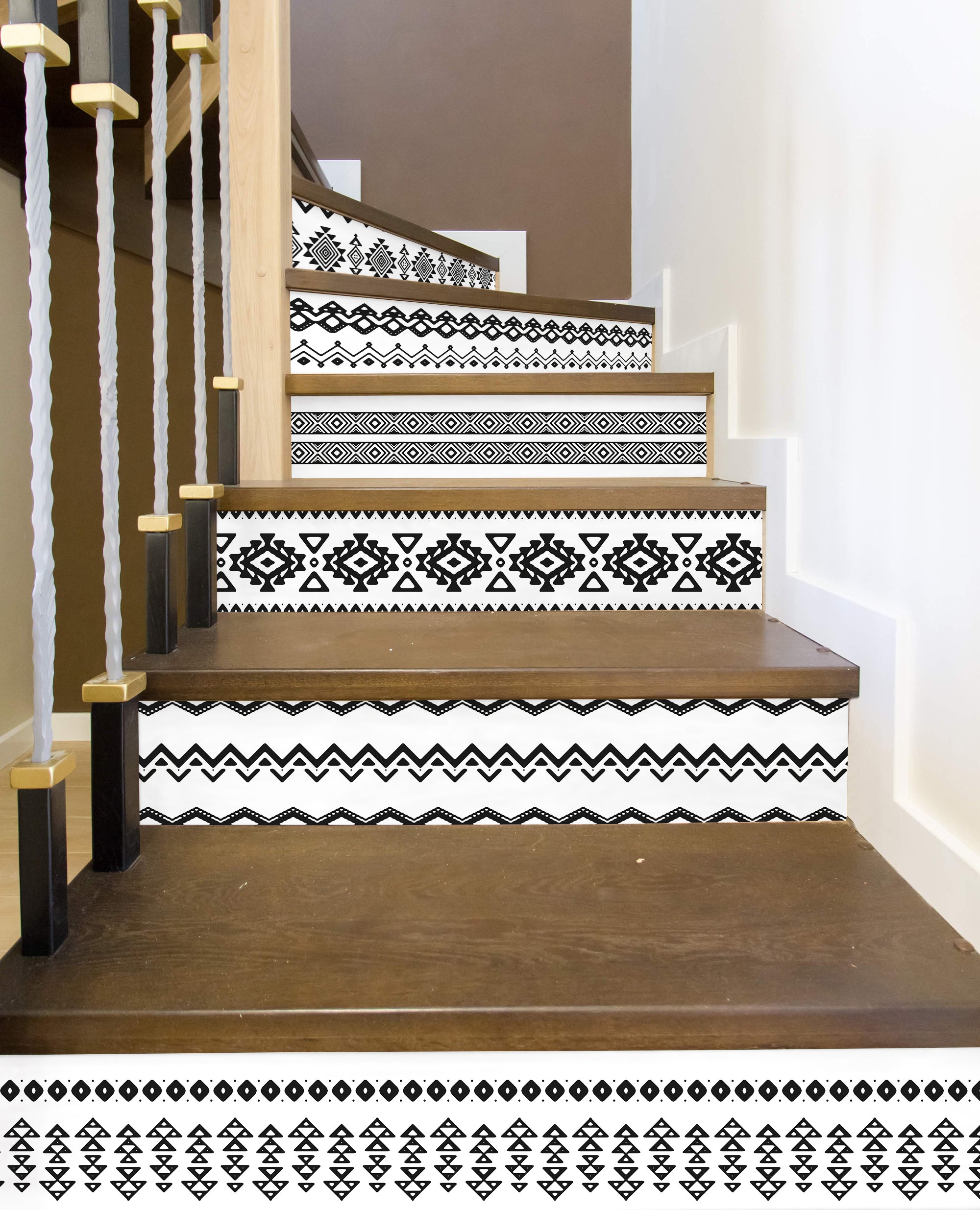 Boho Geometric Patchwork Printed Staircase Self Adhesive Wall Sticker HSS139-144