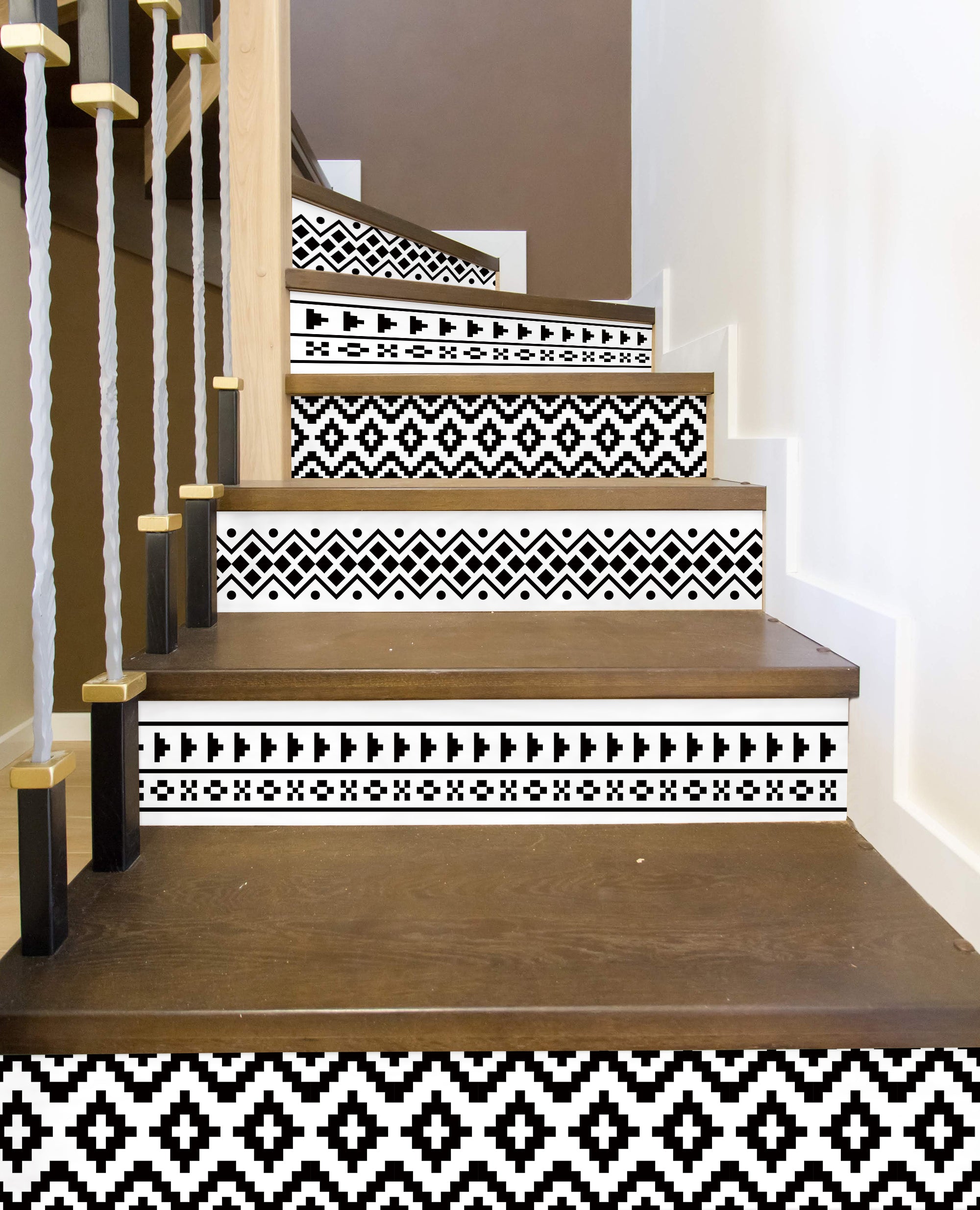 Boho Geometric Patchwork Printed Staircase Self Adhesive Wall Sticker HSS139-144