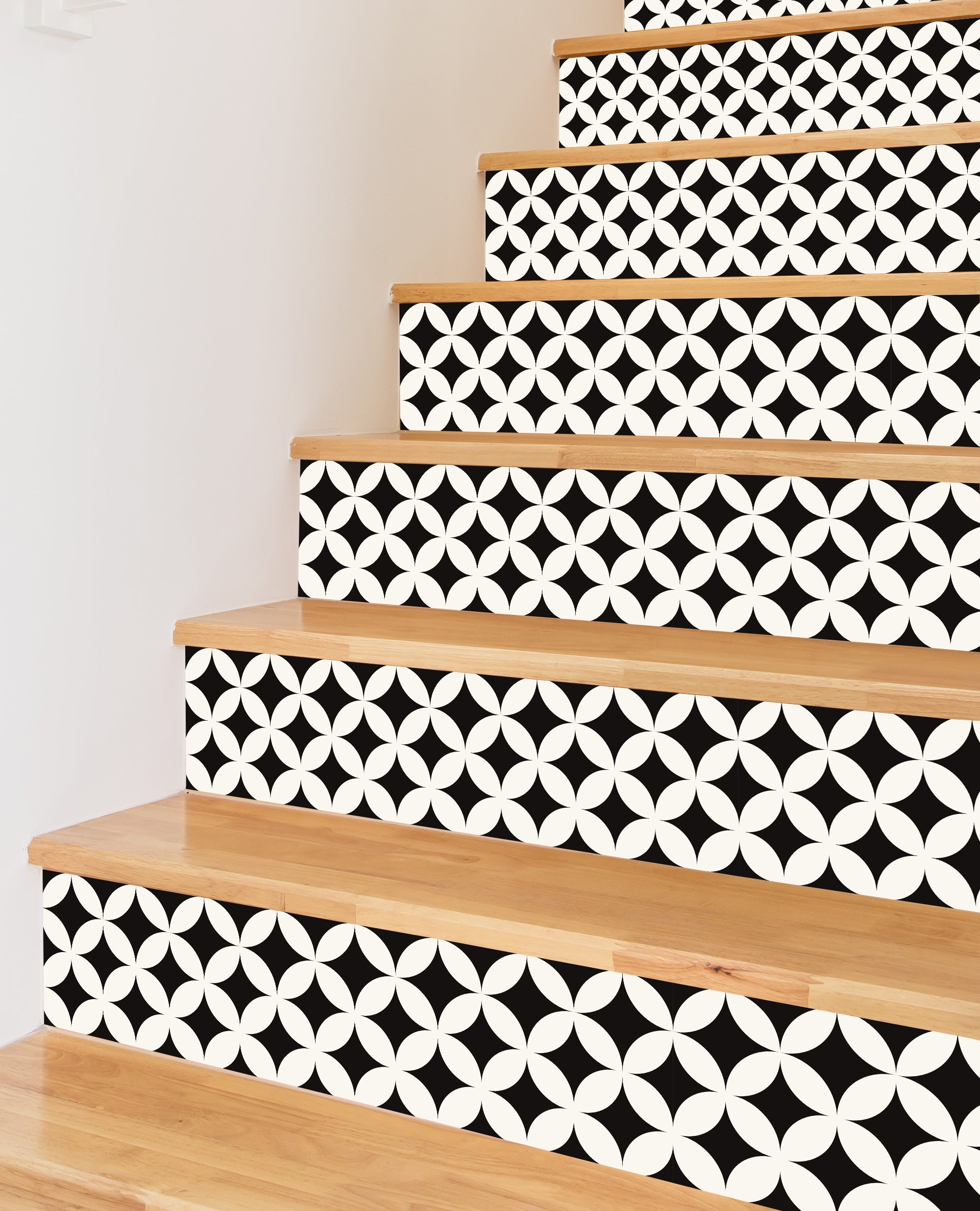 Black And White Geometric Printed Self Adhesive Decoration Stair Sticker HSS145-150