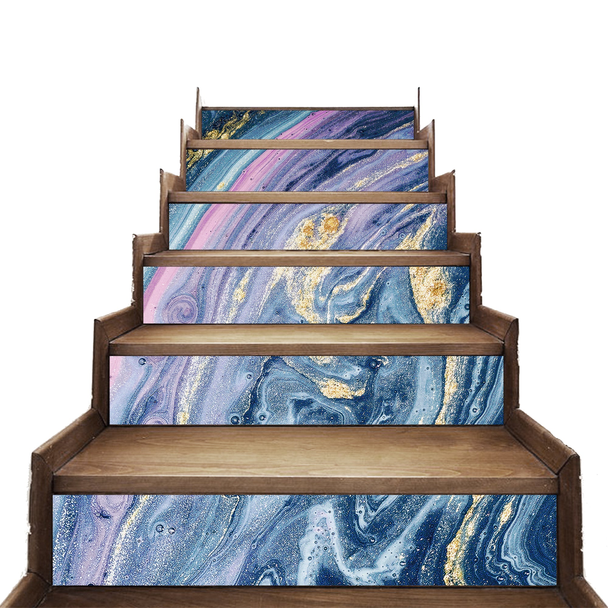 Luxury Fluid Marble  Printed Staircase Self Adhesive Peel And Stick Marble Stair Sticker