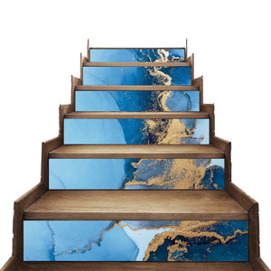 Luxury Fluid Marble  Printed Staircase Self Adhesive Peel And Stick Marble Stair Sticker