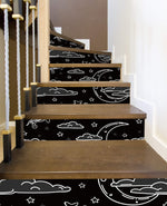 Crayon Printed Stars Cloud Printed Staircase Peel And Stick Stair Stickers HSS166-171