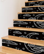 Crayon Printed Stars Cloud Printed Staircase Peel And Stick Stair Stickers HSS166-171