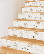 Crayon Printed Stars Cloud Printed Staircase Peel And Stick Stair Stickers HSS166-171