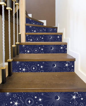 Crayon Printed Stars Cloud Printed Staircase Peel And Stick Stair Stickers HSS166-171