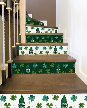 Elf St.Patrick Festival Green Shamrock Clover Printed Stairs Self Adhesive Decoration Peel And Sticker Stair Sticker HSS172-177