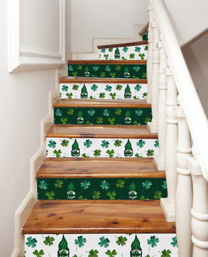 Elf St.Patrick Festival Green Shamrock Clover Printed Stairs Self Adhesive Decoration Peel And Sticker Stair Sticker HSS172-177