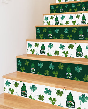 Elf St.Patrick Festival Green Shamrock Clover Printed Stairs Self Adhesive Decoration Peel And Sticker Stair Sticker HSS172-177