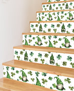 Elf St.Patrick Festival Green Shamrock Clover Printed Stairs Self Adhesive Decoration Peel And Sticker Stair Sticker HSS172-177