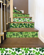 Elf St.Patrick Festival Green Shamrock Clover Printed Stairs Self Adhesive Decoration Peel And Sticker Stair Sticker HSS172-177