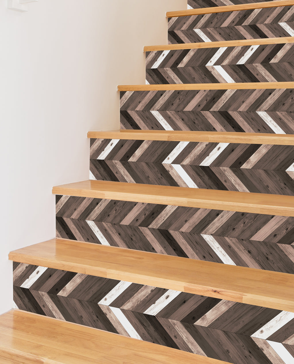 Faux Wood Grain Textured Printed Stairs Peel And Stick Self Adhesive Stair Stickers HSS187-189