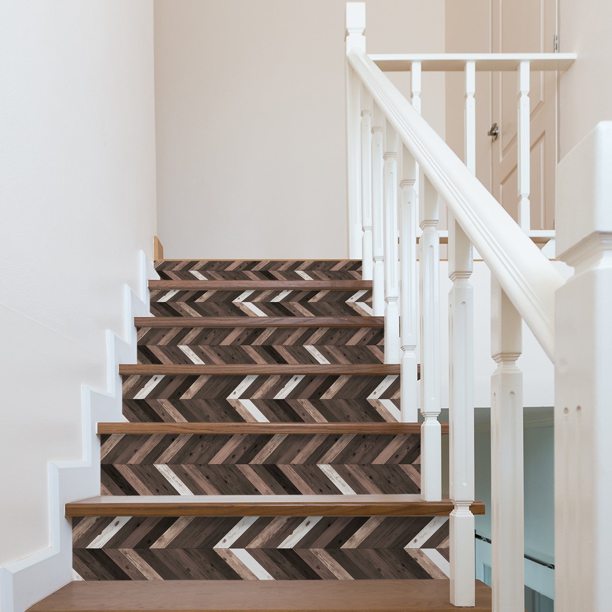 Faux Wood Grain Textured Printed Stairs Peel And Stick Self Adhesive Stair Stickers HSS187-189