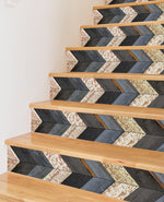 Faux Wood Grain Textured Printed Stairs Peel And Stick Self Adhesive Stair Stickers HSS187-189