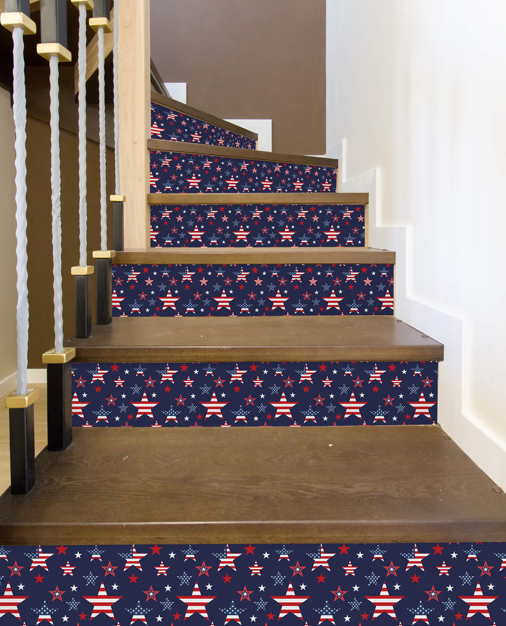 American Flag US Independence Day Peel And Stick Staircase Risers Stairs Self Adhesive Decoration HSS193-195