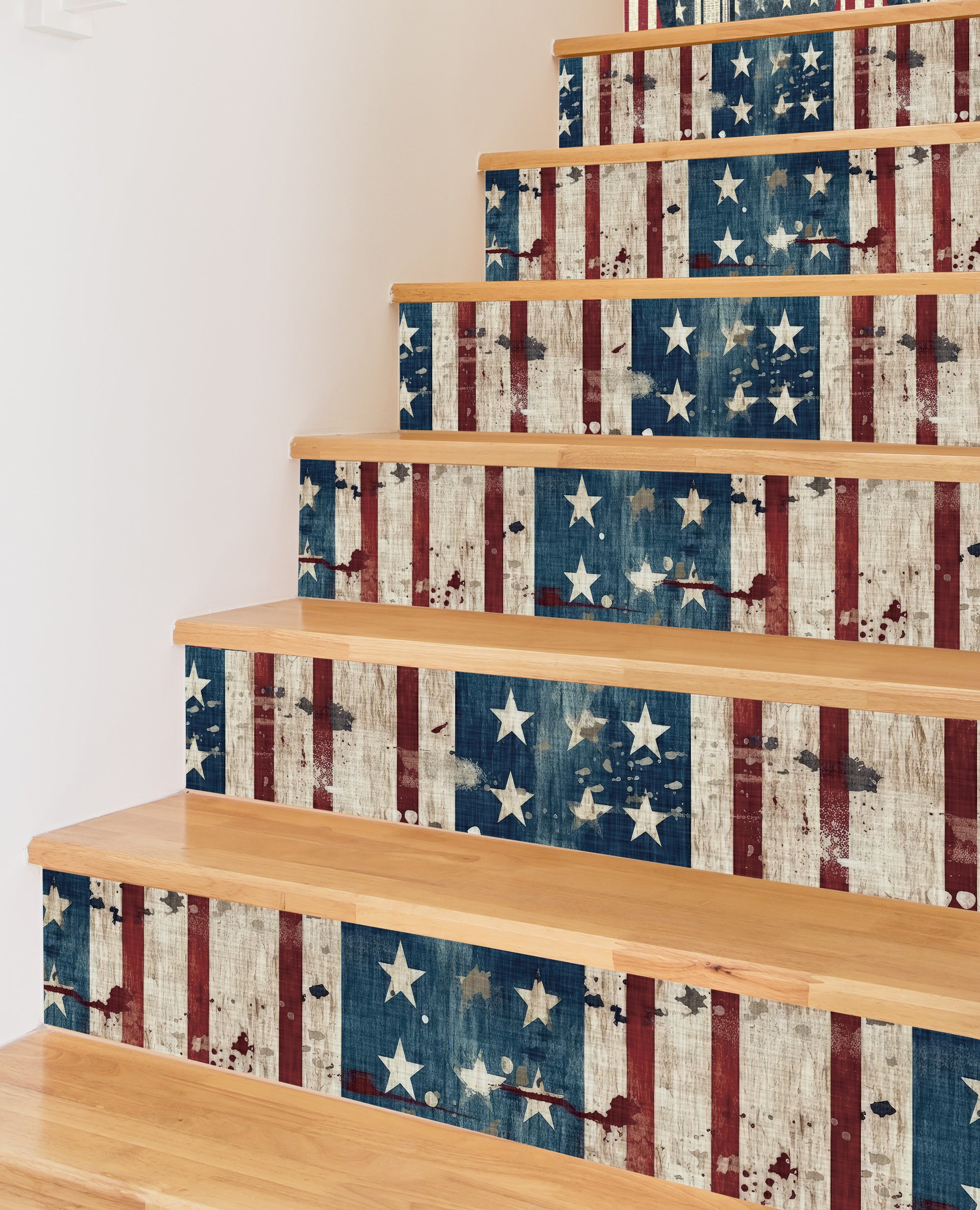 American Flag US Independence Day Peel And Stick Staircase Risers Stairs Self Adhesive Decoration HSS193-195