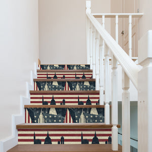 American Flag US Independence Day Peel And Stick Staircase Risers Stairs Self Adhesive Decoration HSS193-195