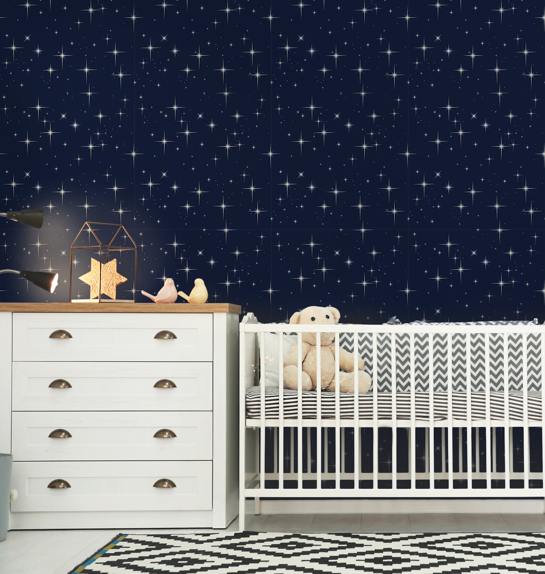 Starry Sky Moon Butterfly Pattern Wall Stickers Peel And Sticker Removable Wallpaper HWP116-118