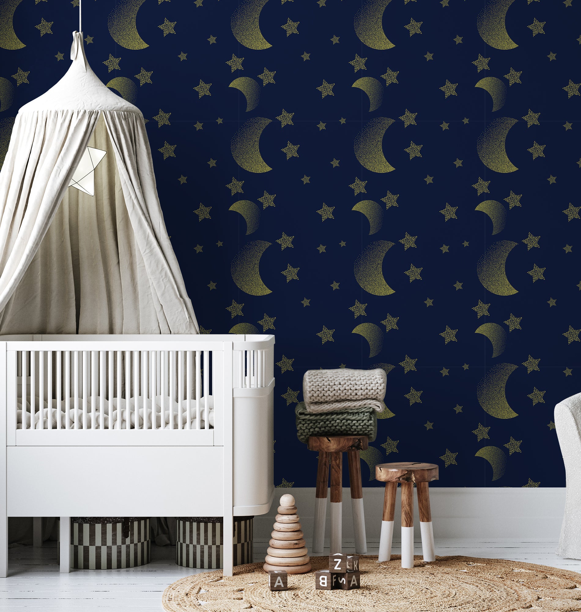 Starry Sky Moon Butterfly Pattern Wall Stickers Peel And Sticker Removable Wallpaper HWP116-118