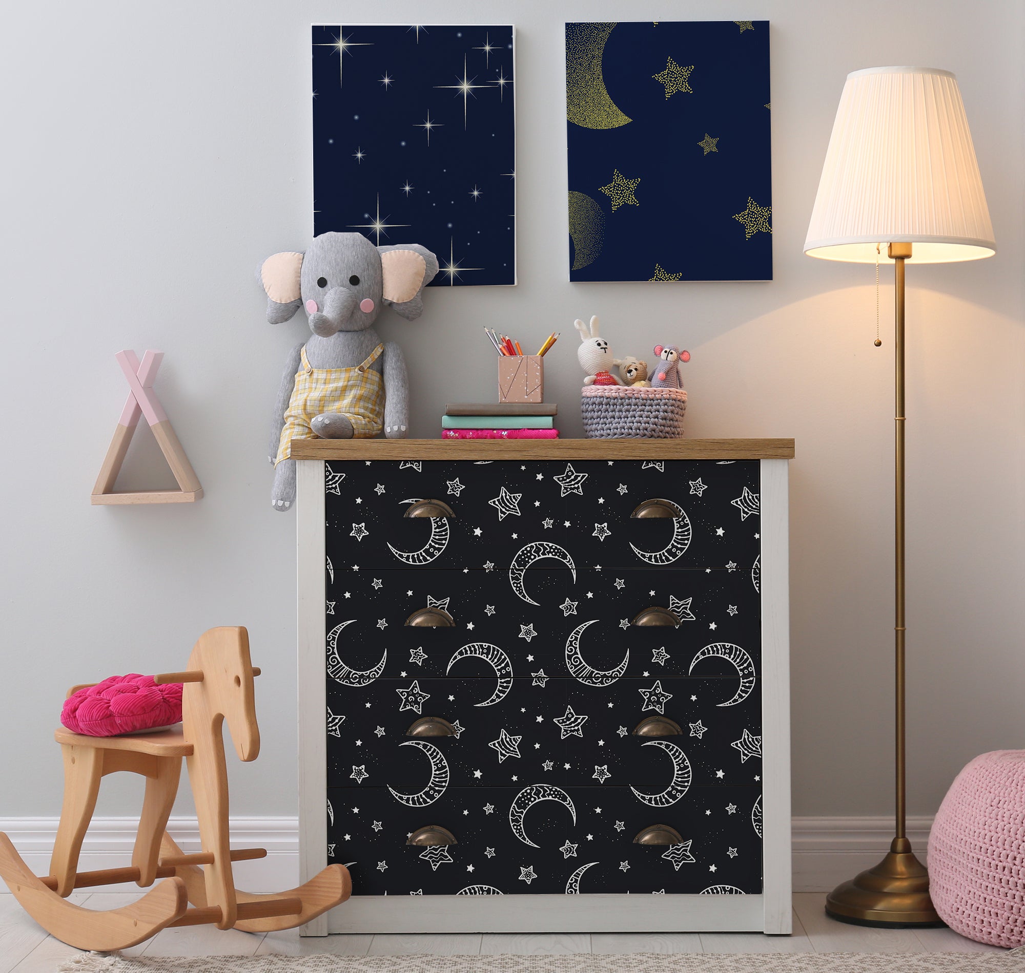 Moon Stars Starry Sky Golden Deer Animal Moon Fairy Taurus Scorpio constellation Peel And Sticker Wallpaper Sticker Decoration HWP164-169