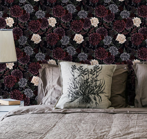 Peony Rose Cherry Blossom Vintage Floral Pattern Self Adhesive Peel And Stick Wallpaper Sticker HWP191-196