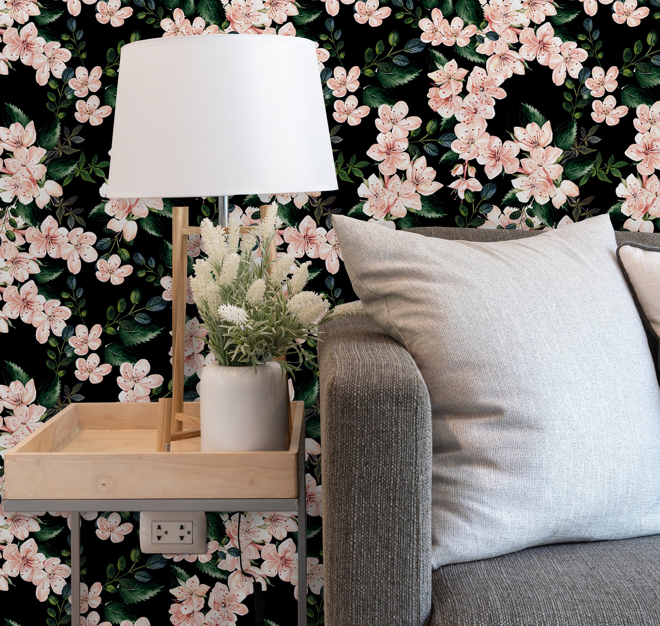 Peony Rose Cherry Blossom Vintage Floral Pattern Self Adhesive Peel And Stick Wallpaper Sticker HWP191-196