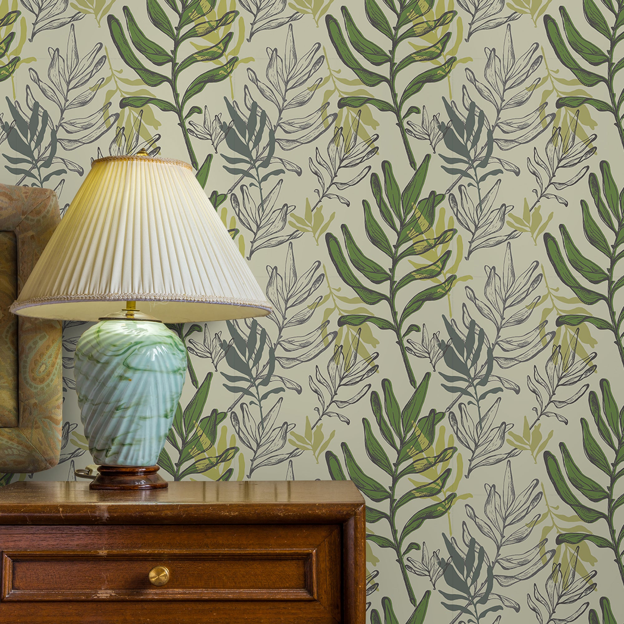 Leaves Printed Wall Paper Self Adhesive Removable Wallpaper HWP209-211