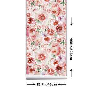 Rose And Peony Flower Watercolor Painting Style Self Adhesive Wallpaper HWP230-232