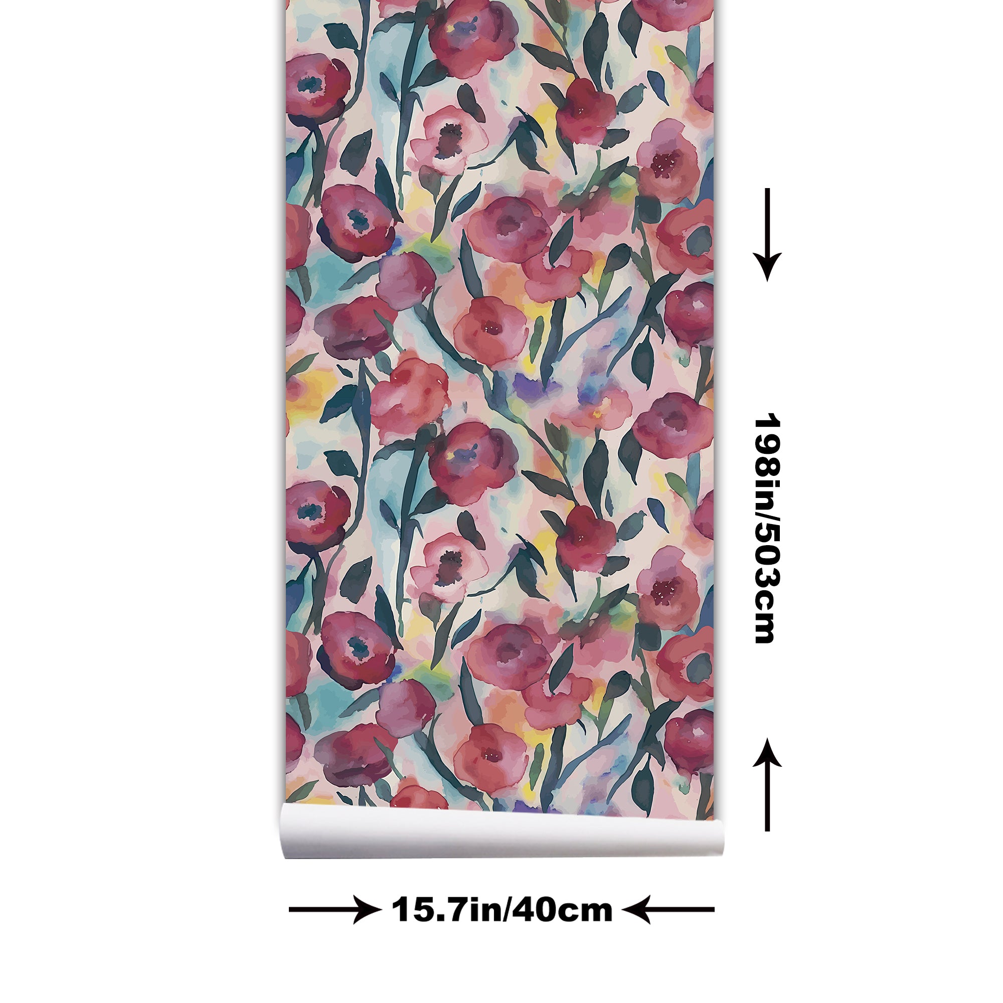 Rose And Peony Flower Watercolor Painting Style Self Adhesive Wallpaper HWP230-232