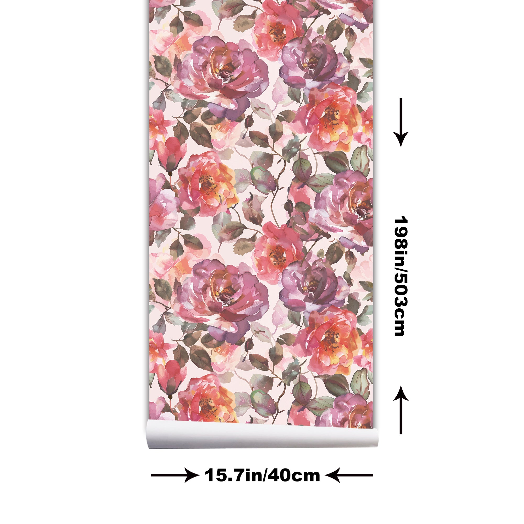 Rose And Peony Flower Watercolor Painting Style Self Adhesive Wallpaper HWP230-232