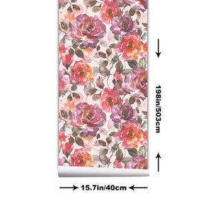 Rose And Peony Flower Watercolor Painting Style Self Adhesive Wallpaper HWP230-232